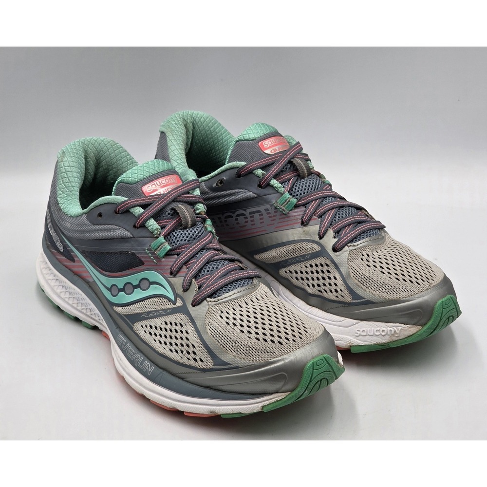 Saucony Guide 10 Everun Womens‎ 9 Gray Teal Pink Running Walking Shoes